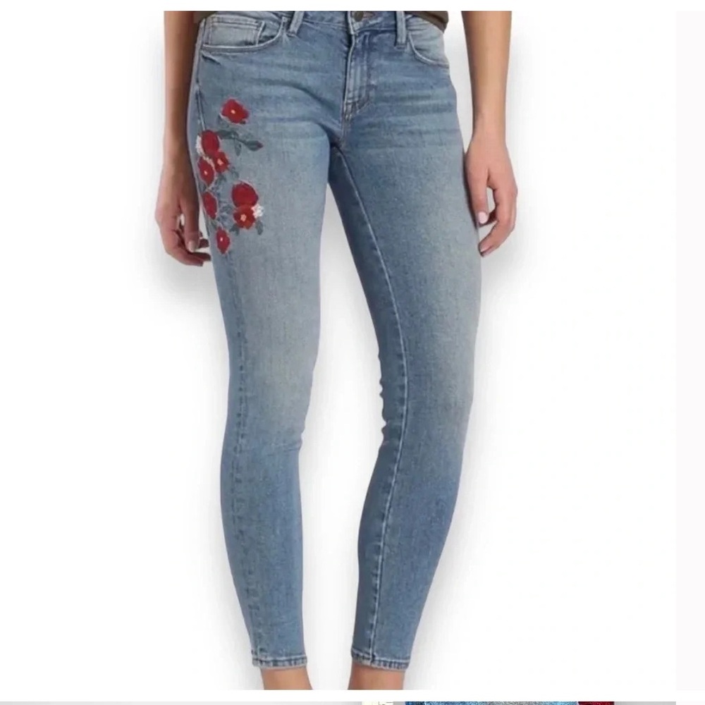 Mavi Women's Skinny Jeans with Red Floral Embroidery